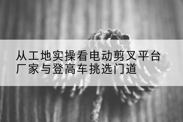 延平电动剪叉升降平台厂家-从工地实操看电动剪叉平台厂家与登高车挑选门道